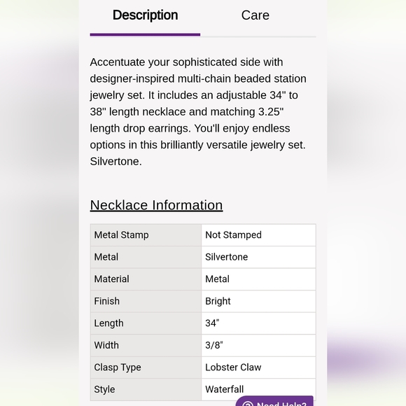 Mulit-Chain Waterfall Necklace & Drop Earring Set Silver-Tone - Picture 8 of 9